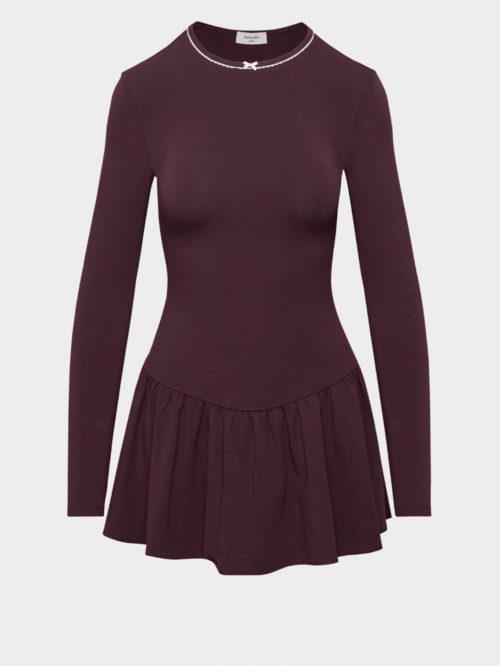 Long Sleeve Peplum Dress in Plum